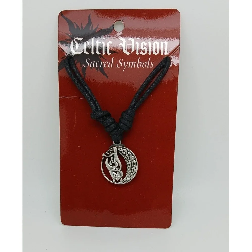 Celtic Vision Sacred Symbols Pewter Moon Pendant Vintage 90s ‎ 24